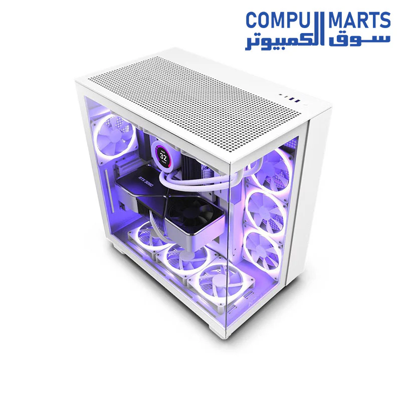 NZXT H9 Flow Perforated Dual-Chamber Mid-Tower Tempered Glass Mid Tower Gaming Case w/ 4xF120Q Fans & USB Type-C Port - Image 7