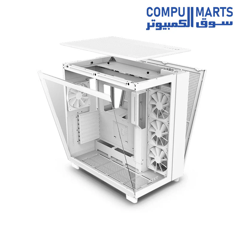 NZXT H9 Flow Perforated Dual-Chamber Mid-Tower Tempered Glass Mid Tower Gaming Case w/ 4xF120Q Fans & USB Type-C Port - Image 9