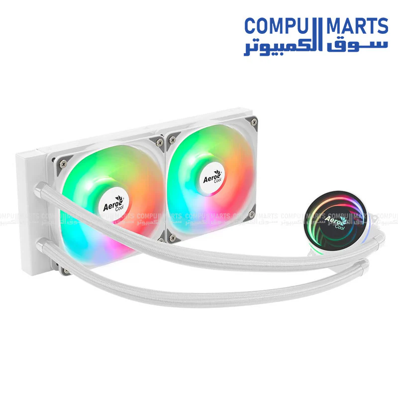 AeroCool Oasis L240 Liquid CPU Cooler – 240mm AIO – Black / White – 280W TDP – Hydraulic Bearing Fans – ARGB – Intel & AMD Compatible - Image 3