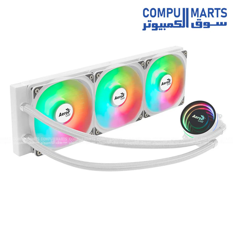 AeroCool Oasis L360 Liquid CPU Cooler – 360mm AIO – Black / White – 300W TDP – Hydraulic Bearing Fans – Intel & AMD Compatible - Image 2