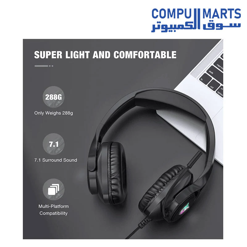ONIKUMA X16 Wired RGB Over-ear Gaming Headset with Noise Cancelling Mic - Image 2