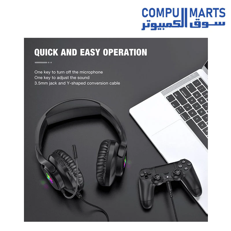 ONIKUMA X16 Wired RGB Over-ear Gaming Headset with Noise Cancelling Mic - Image 5