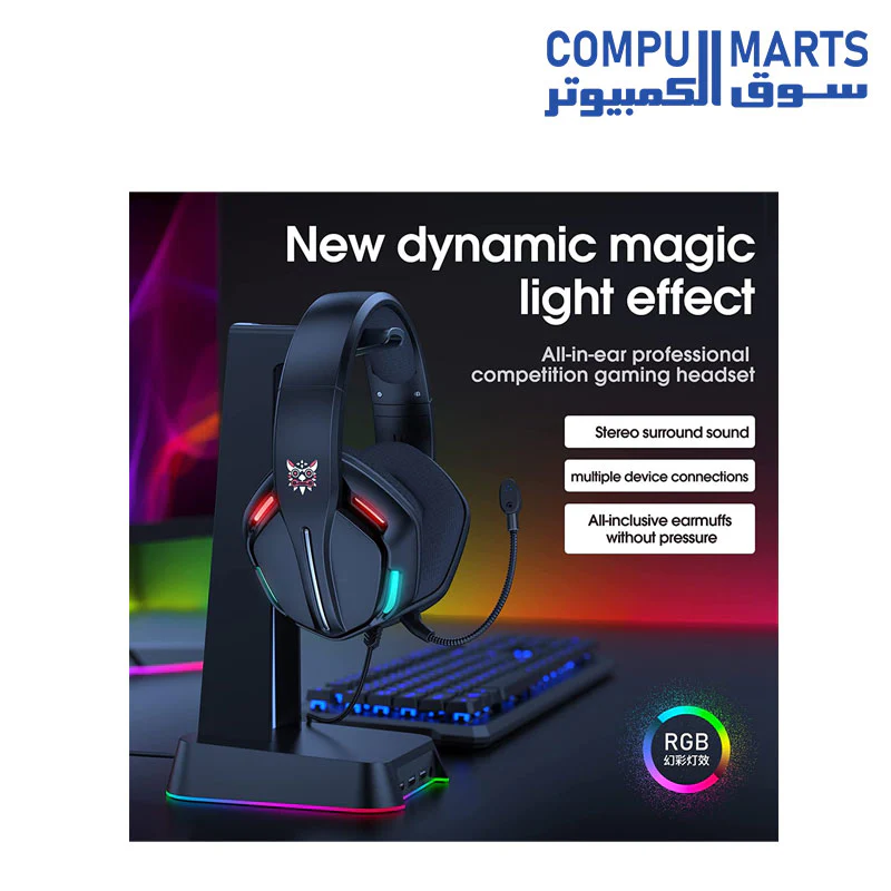 ONIKUMA X27 RGB Gaming Headset Stereo Surround Omnidirectional Noise Canceling Mic Ergonomic Design Headphone - Image 2