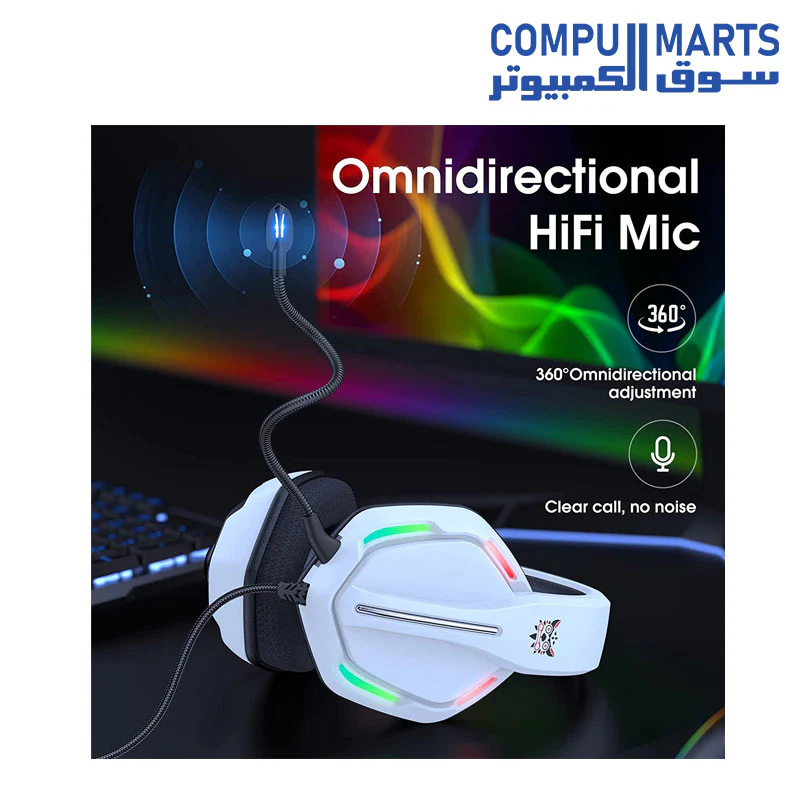 ONIKUMA X27 RGB Gaming Headset Stereo Surround Omnidirectional Noise Canceling Mic Ergonomic Design Headphone - Image 4