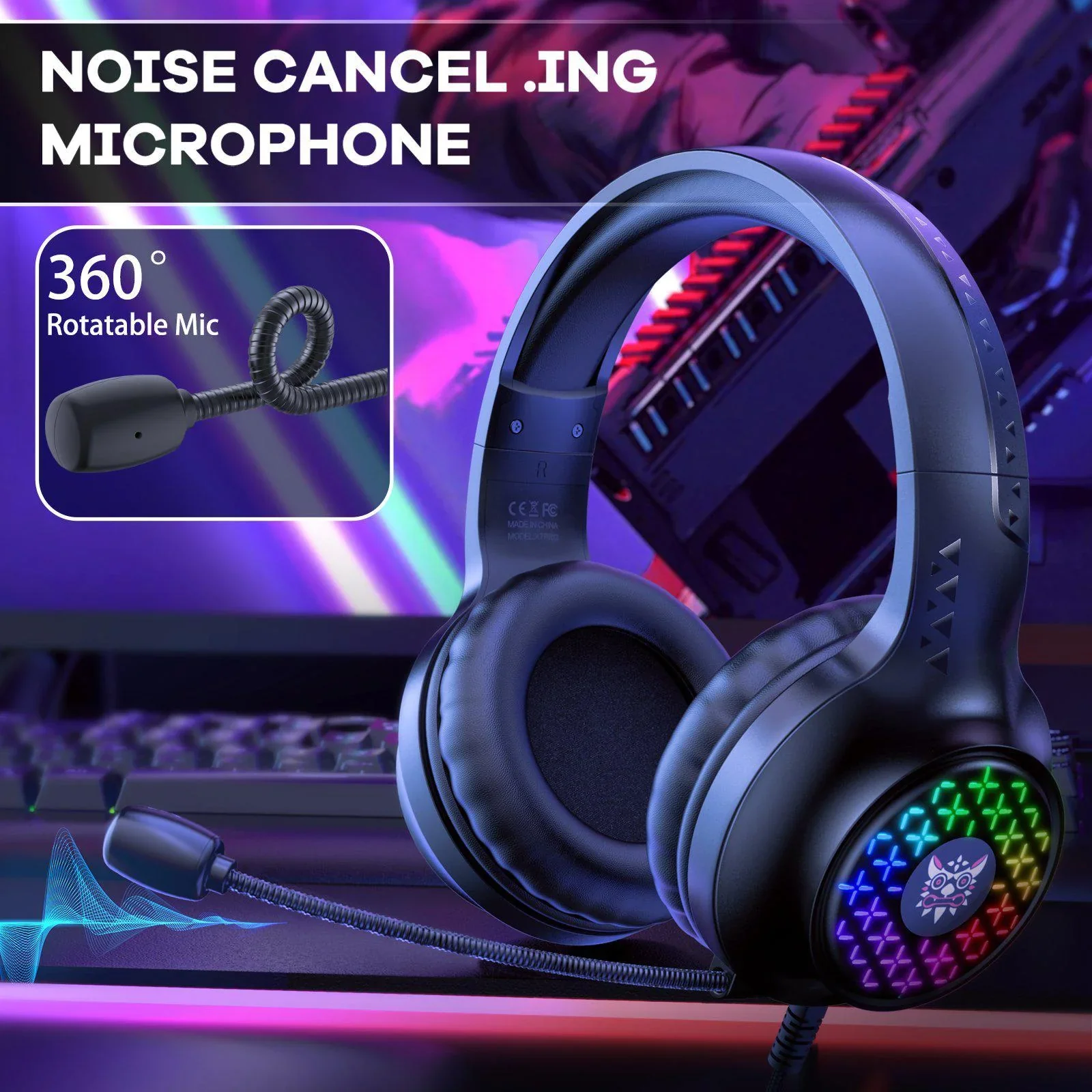Onikuma  X7 PRO Wired Gaming Headset RGB Light Noise-canceling Headphone With Microphone for PS4 / PC/ XboxOne - Image 3