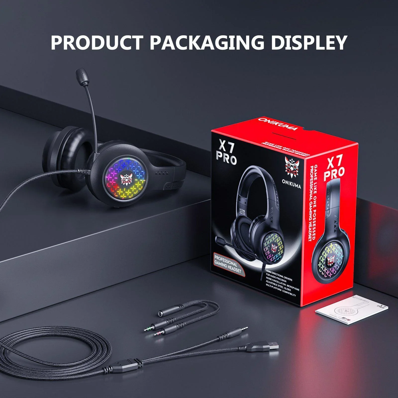 Onikuma  X7 PRO Wired Gaming Headset RGB Light Noise-canceling Headphone With Microphone for PS4 / PC/ XboxOne - Image 5