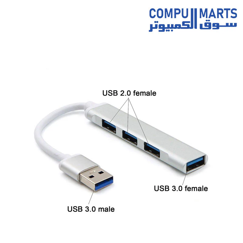 ONTEN OTN-5701 USB 3.0 To 4 Ports HUB – Supper Slim – Up to 5Gbps | Gray - Image 2