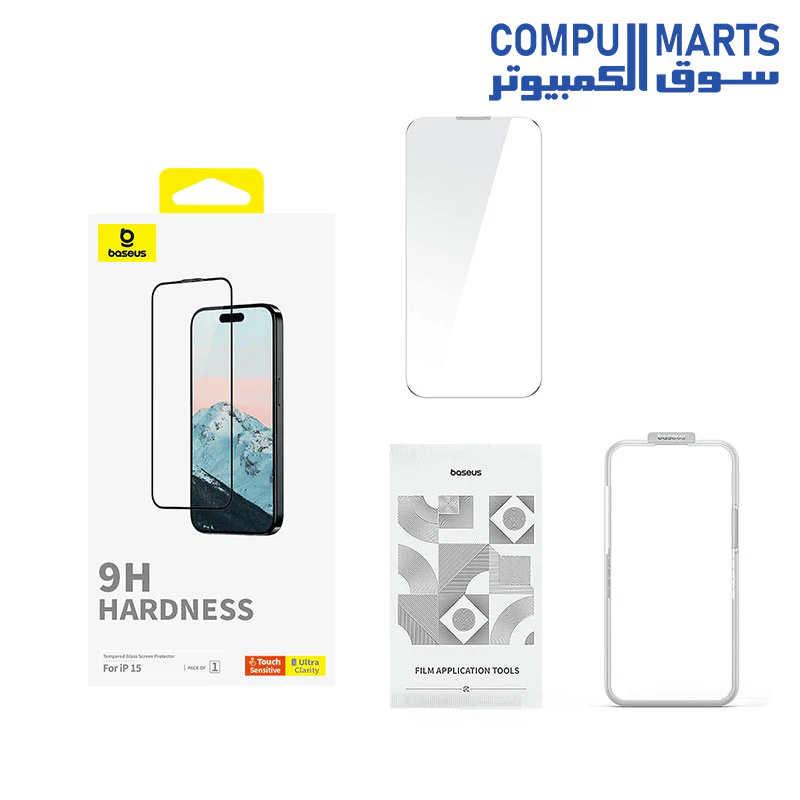 OS-Baseus Diamond Series HD All-Tempered-Glass Screen Protector for iP 13 Pro Max/14 Plus, Clear (Pack of 1, with cleaning kit and EasyStick installation tool) - Image 3