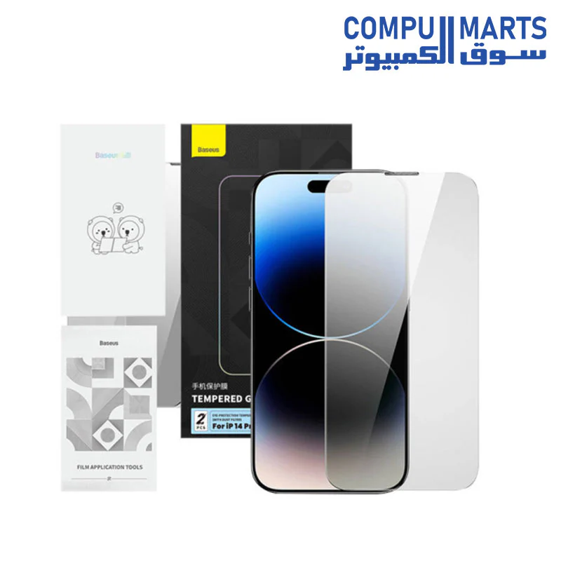 OS-Baseus Diamond Series HD All-Tempered-Glass Screen Protector for iP 14 Pro Max, Clear (Pack of 1, with cleaning kit and EasyStick installation tool) - Image 3