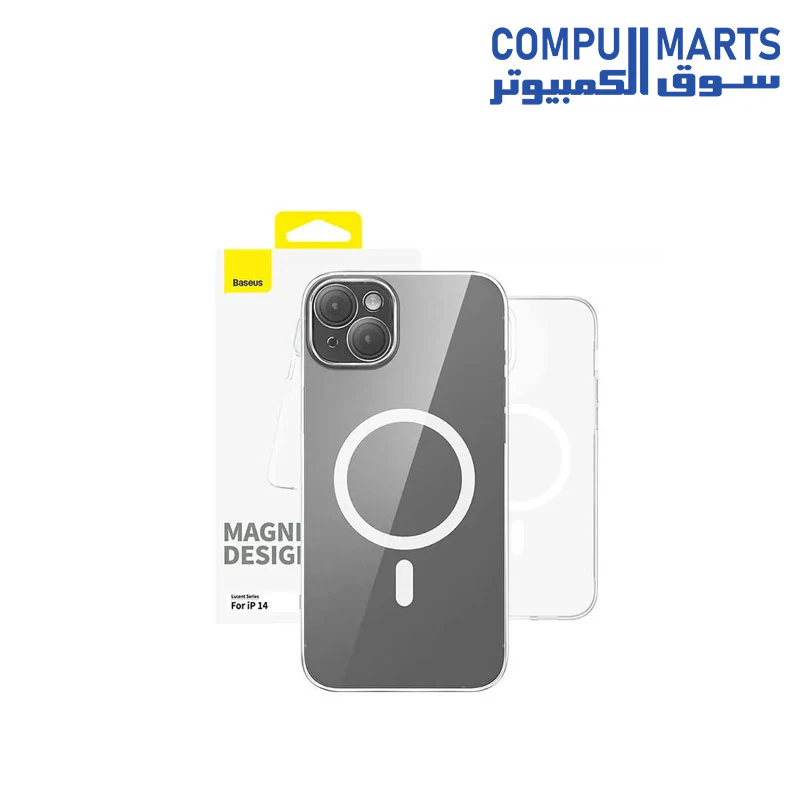 OS-Baseus Lucent Series Magnetic Phone Case for iPhone 14 / 14 Pro / 14 Pro Max , Clear - Image 2