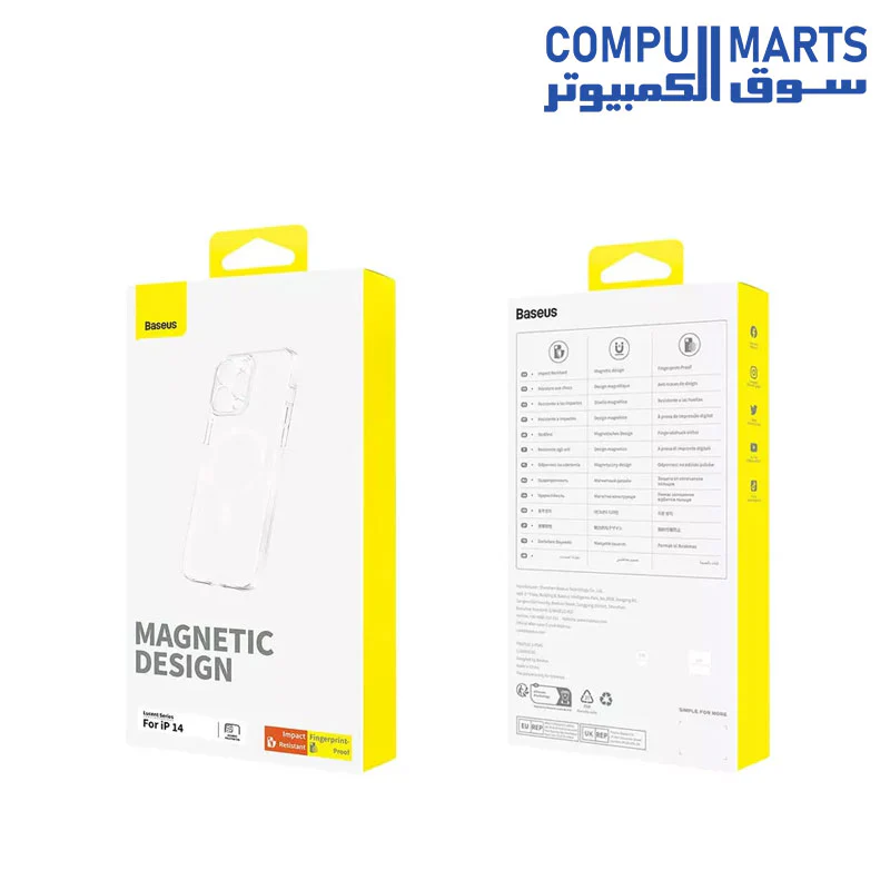 OS-Baseus Lucent Series Magnetic Phone Case for iPhone 14 / 14 Pro / 14 Pro Max , Clear - Image 4