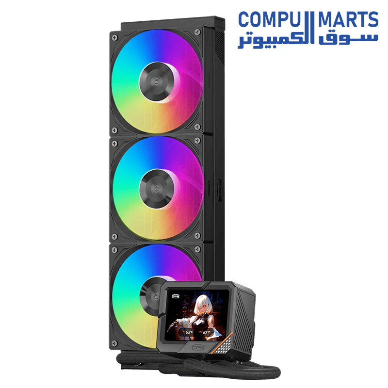 PCCOOLER CPS GT360 ARGB Display AIO CPU Cooler with 3.5 Inch IPS Screen, TDP 310W Liquid Cooling System Installed 3 ARGB PWM Fans, for Intel LGA 1851/1700/1200/115X & AMD AM5/AM4 - Image 3