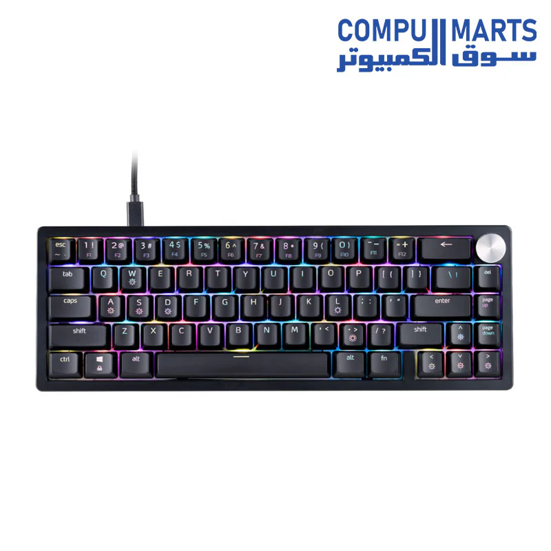 XPG SORCERER Mini Gaming Keyboard 65% - Compact Gasket Mount - XPG Red Mechanical Switches - Per-Key RGB with 10 Preset Effects - 66/67 Keys (ANSI/ISO) - USB-C - Metal Volume Knob - Image 2