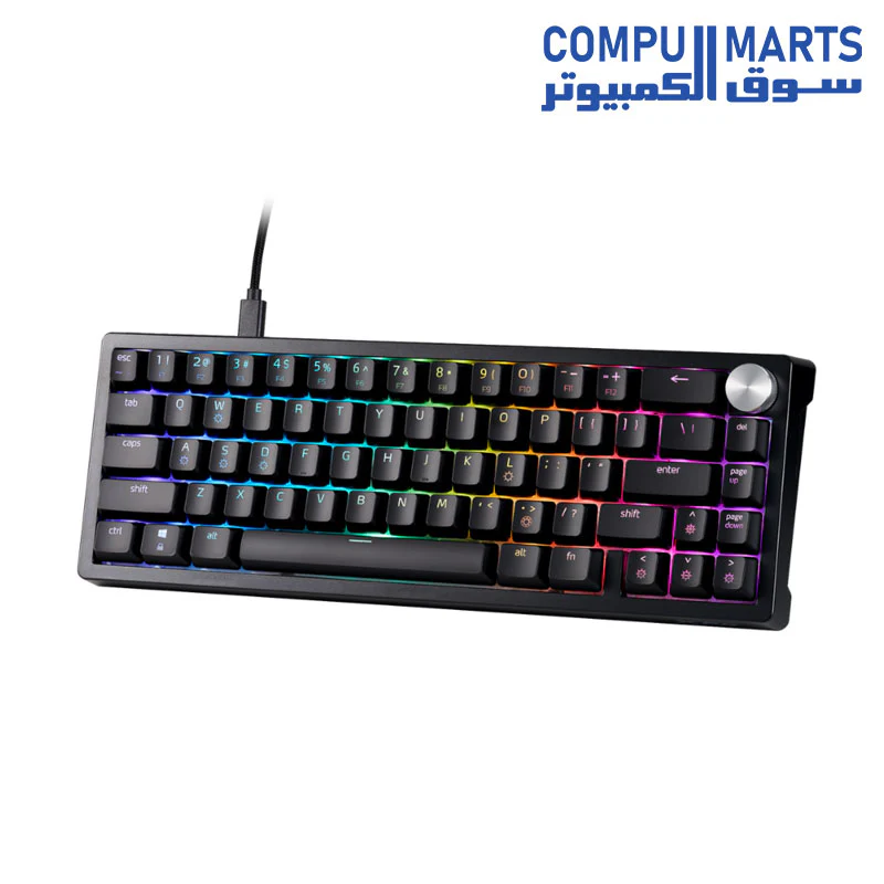 XPG SORCERER Mini Gaming Keyboard 65% - Compact Gasket Mount - XPG Red Mechanical Switches - Per-Key RGB with 10 Preset Effects - 66/67 Keys (ANSI/ISO) - USB-C - Metal Volume Knob - Image 7