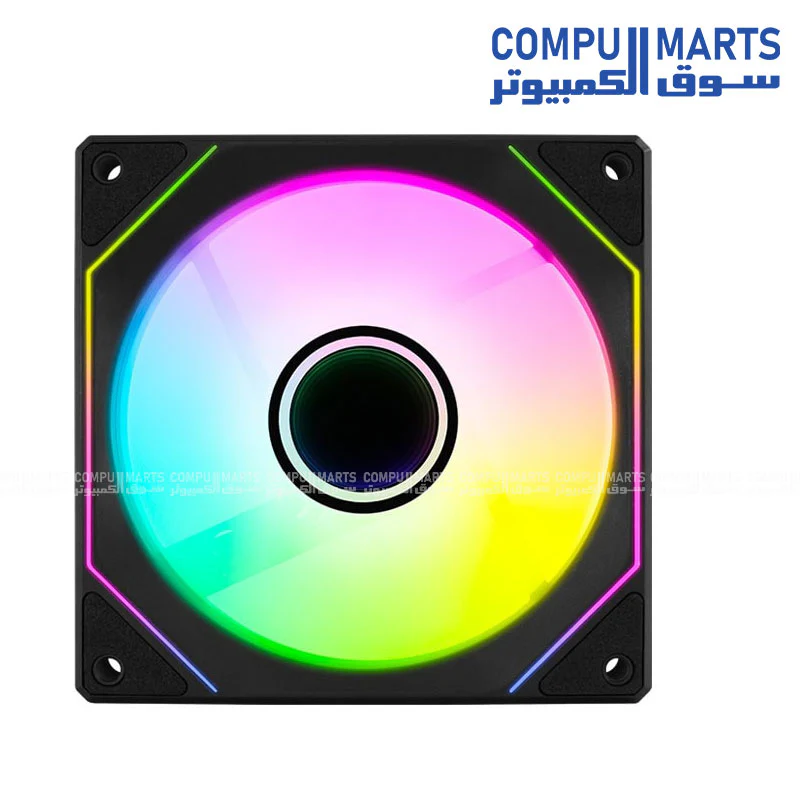 AEROCOOL Phantom M-3 Reverse  R 12 PWM ARGB 120mm Cooling Fan – Black / White – 1800 RPM – Hydraulic Bearing – 49.8 CFM - Image 3