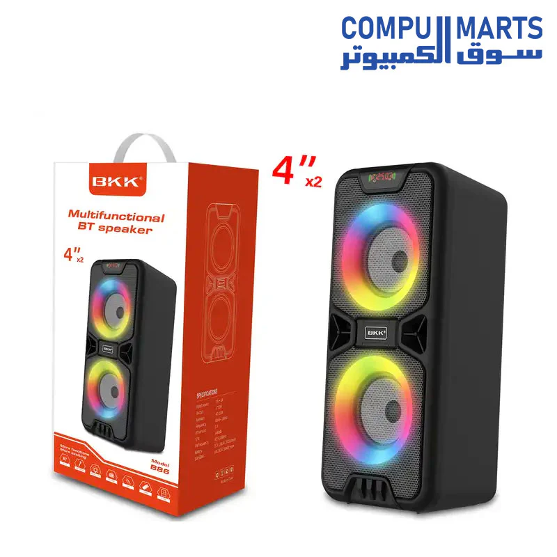 BKK Portable Multi Function Bluetooth Speaker B86 with TF USB FM Aux Atmosphere Lamp - Image 3