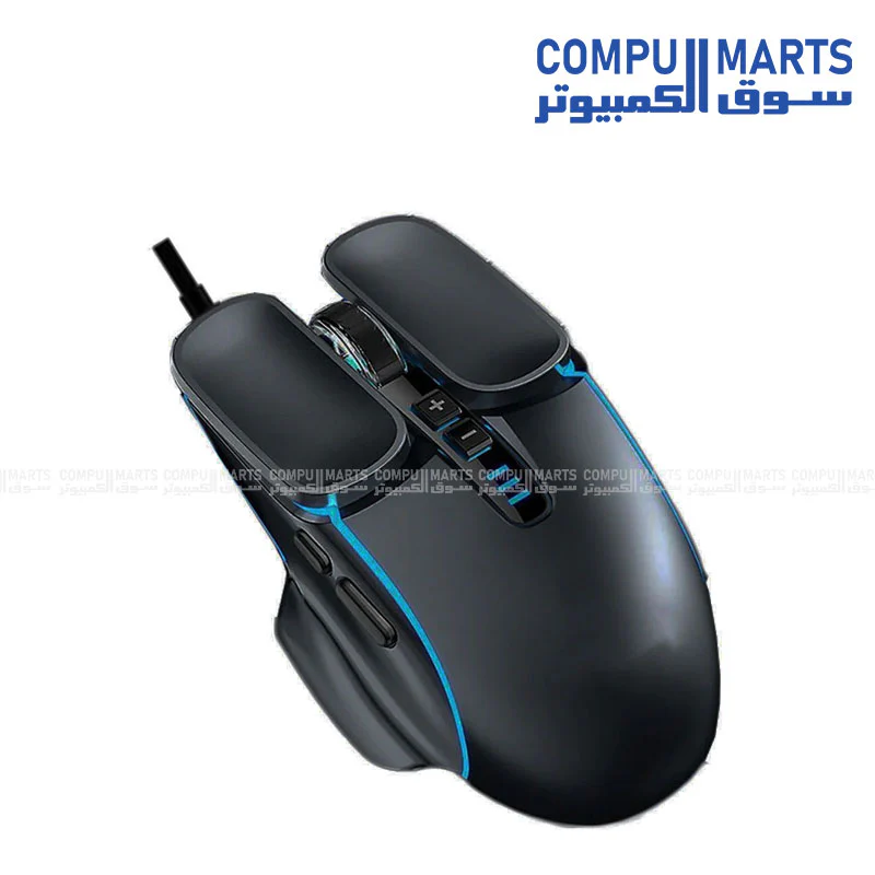 Aula F818 Wired Rainbow Gaming Mouse – 4800DPI, Black - Image 2