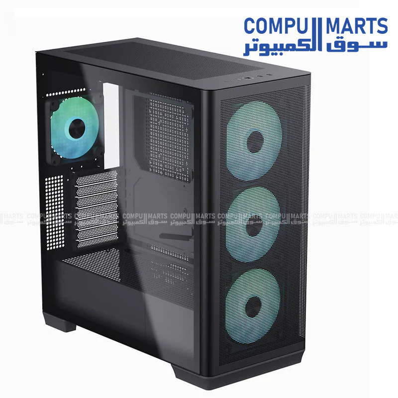 APNX C1-R Mid Tower PC Case – Black / White – ATX / Micro-ATX / Mini-ITX - Image 2