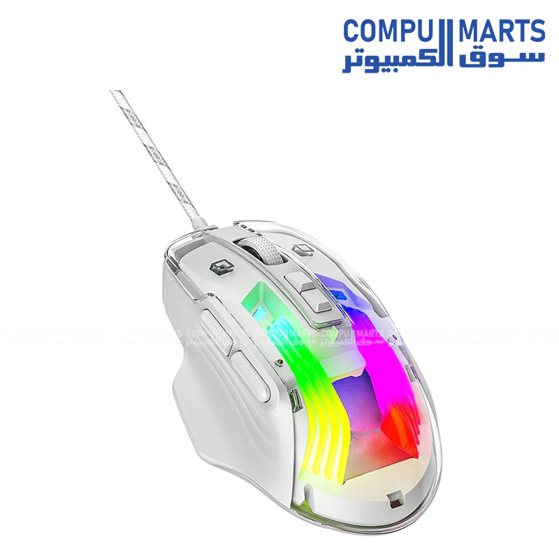 ONIKUMA CW923 Transparent RGB Wired Gaming Mouse – 7 Buttons – 12800 DPI – Customizable Backlight - Image 3