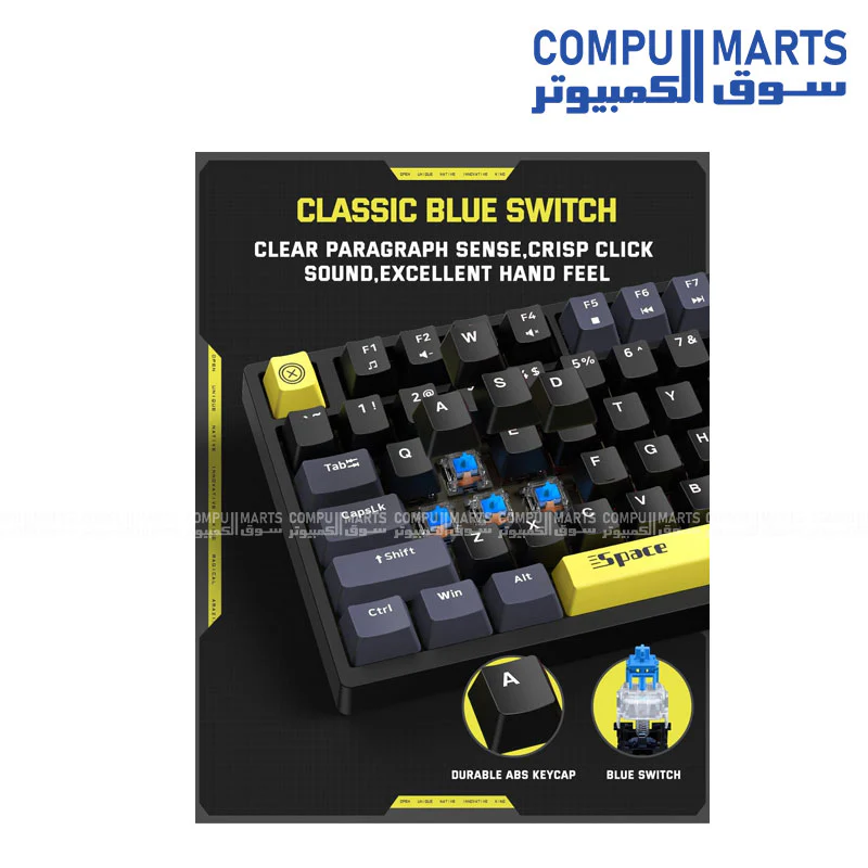 ONIKUMA G52 75% Mechanical Gaming Keyboard – 82 Keys – Wired – Blue Switches – RGB Backlit - Image 2