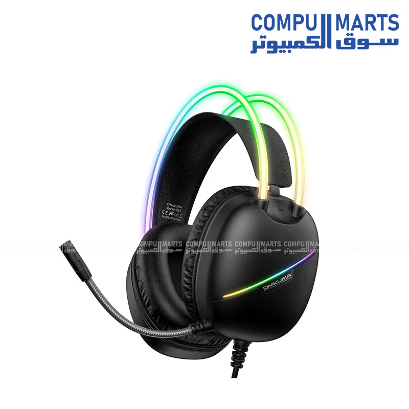 ONIKUMA X33 RGB Esports Gaming Headset – Black, 2m Cable - Image 2