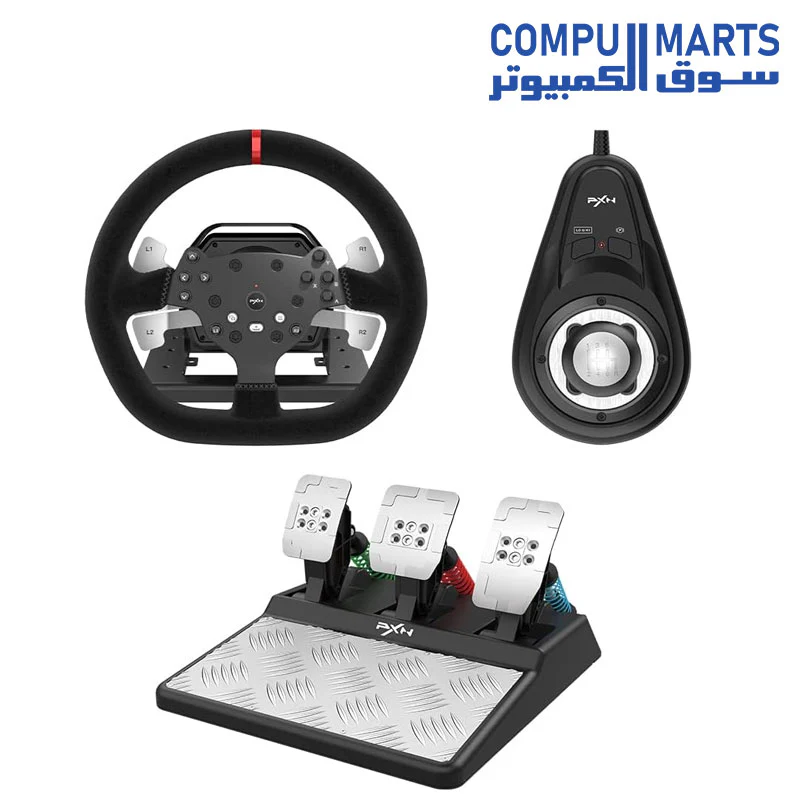 PXN V10 Racing Wheel with Pedals and Shifter - Racing Wheel for PC, PS4, XBOX - 270/900° Game Racing Wheel FFB Force Feedback Tool App, Paddle Shifters - Black - Image 2