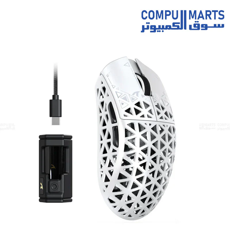 Attack Shark R5 Ultra Gaming Mouse – 42000 DPI – 8000Hz Polling – 39g Ultra-Light – PAW3950MAX Sensor – Wired/2.4G/Bluetooth 5.2 – Carbon Fiber – Black/White - Image 4