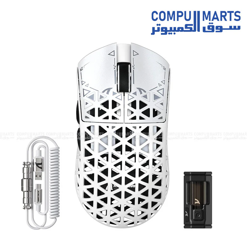 Attack Shark R5 Ultra Gaming Mouse – 42000 DPI – 8000Hz Polling – 39g Ultra-Light – PAW3950MAX Sensor – Wired/2.4G/Bluetooth 5.2 – Carbon Fiber – Black/White - Image 5