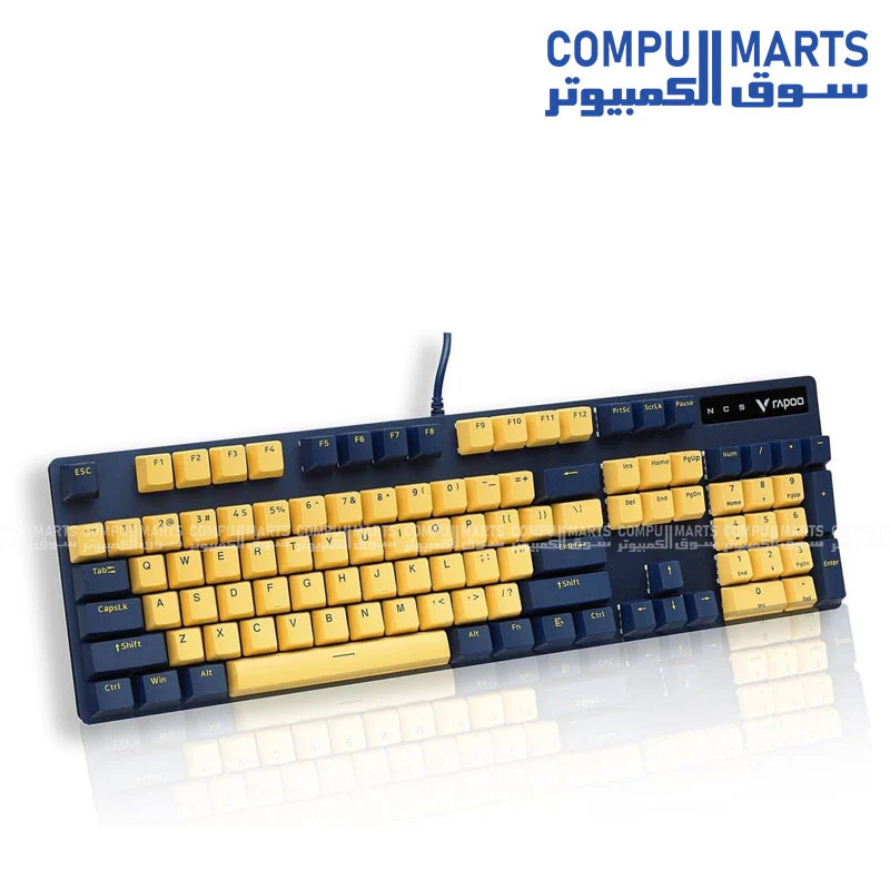 RAPOO V500PRO Backlit Mechanical Gaming Keyboard  ( YELLOW & BLUE ) - Image 3