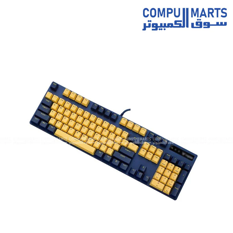 RAPOO V500PRO Backlit Mechanical Gaming Keyboard  ( YELLOW & BLUE ) - Image 4
