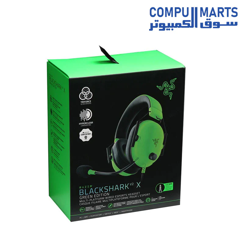 Razer BlackShark V2 X Gaming Headset: 7.1 Surround Sound - 50mm Drivers - Memory Foam Cushion - PC, PS4,PS5, Nintendo Switch, Xbox One, Xbox Series X & S, Mobile - 3.5mm Audio Jack - Image 8