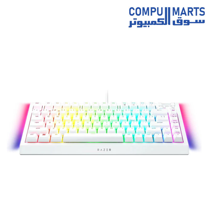 Razer BlackWidow V4 75% Mechanical Gaming Keyboard: Hot-swappable Design - Compact & Durable - Orange Tactile Switches - Chroma RGB - MF Roller & Media Keys - Comfortable Wrist Rest - White - Image 2