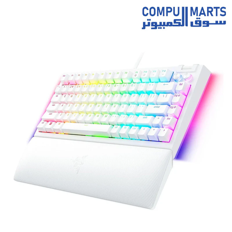 Razer BlackWidow V4 75% Mechanical Gaming Keyboard: Hot-swappable Design - Compact & Durable - Orange Tactile Switches - Chroma RGB - MF Roller & Media Keys - Comfortable Wrist Rest - White - Image 3