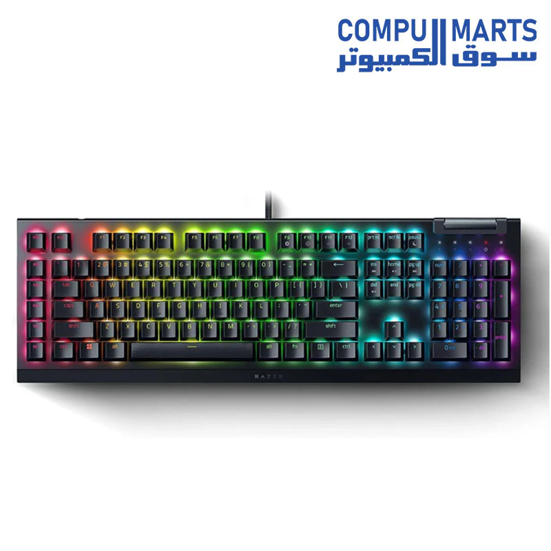 Razer BlackWidow V4 X - Mechanical Gaming Keyboard, Arabic Layout, Green Switches Tactile & Clicky, 6 Dedicated Macro Keys, Chroma RGB, Doubleshot ABS Keycaps - Black - Image 2