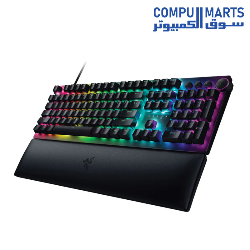 Razer Huntsman V2 - Optical Gaming Keyboard with Near-Zero Input Latency (Clicky Optical Switches, Doubleshot PBT Keycaps, Ergonomic Wrist Rest) Black - Image 3