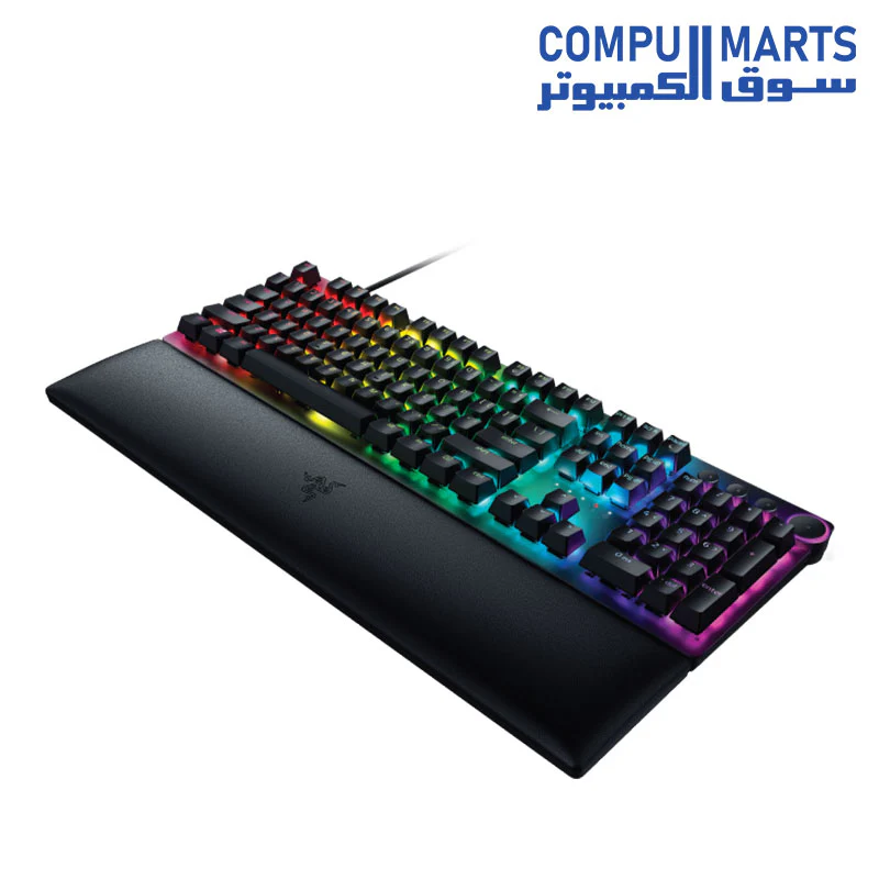 Razer Huntsman V2 - Optical Gaming Keyboard with Near-Zero Input Latency (Clicky Optical Switches, Doubleshot PBT Keycaps, Ergonomic Wrist Rest) Black - Image 4