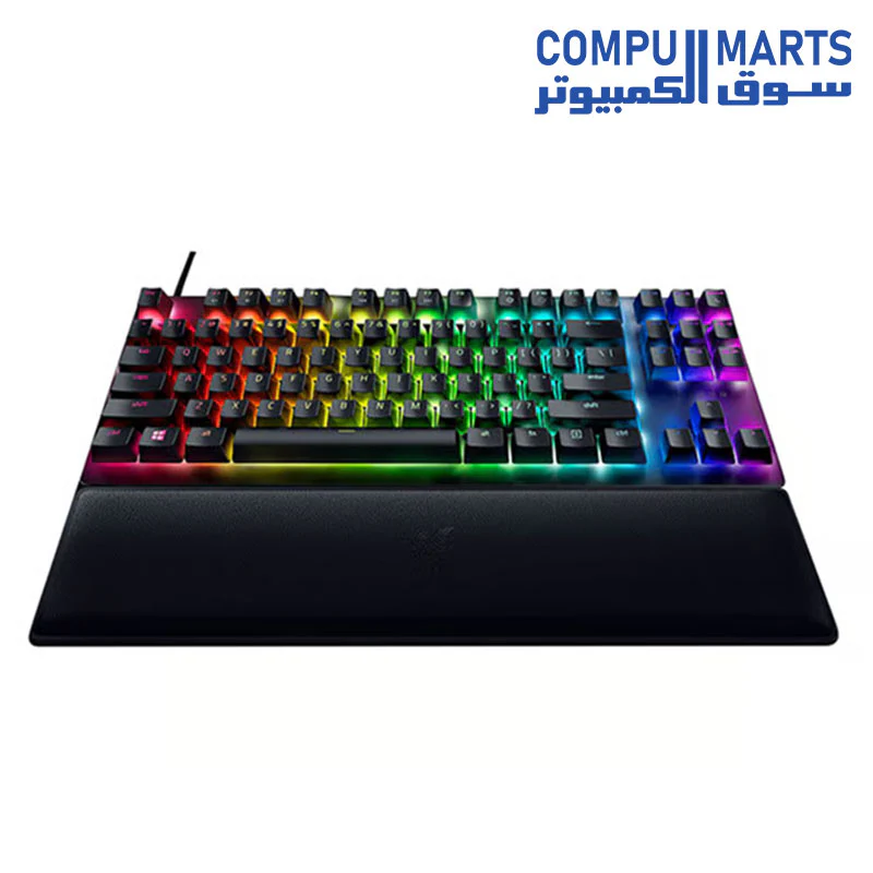 Razer Huntsman V2 TKL Tenkeyless Gaming Keyboard Fast Clicky Optical Switches w/Quick Keystrokes & 8000Hz Polling Rate - Detachable Type-C Cable - Doubleshot PBT Keycaps - Ergonomic Wrist Rest - Image 3