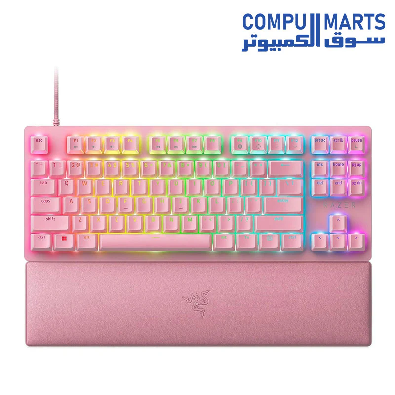 Razer Huntsman V2 TKL Tenkeyless Gaming Keyboard Fast Clicky Optical Switches w/Quick Keystrokes & 8000Hz Polling Rate - Detachable Type-C Cable - Doubleshot PBT Keycaps - Ergonomic Wrist Rest - Image 4