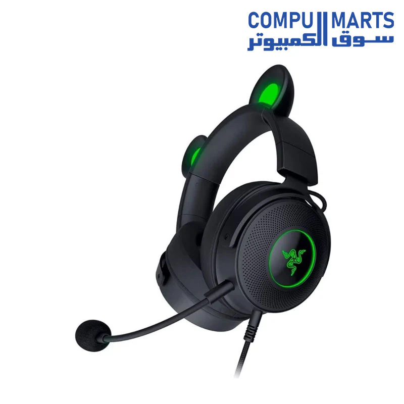 Razer Kraken Kitty V2 Pro Wired RGB Headset: Interchangeable Ears (Kitty, Bear, Bunny) – Stream Reactive Lighting – Detachable HyperClear Cardioid Mic – 50mm Drivers – 7.1 Surround Sound – Black - Image 2