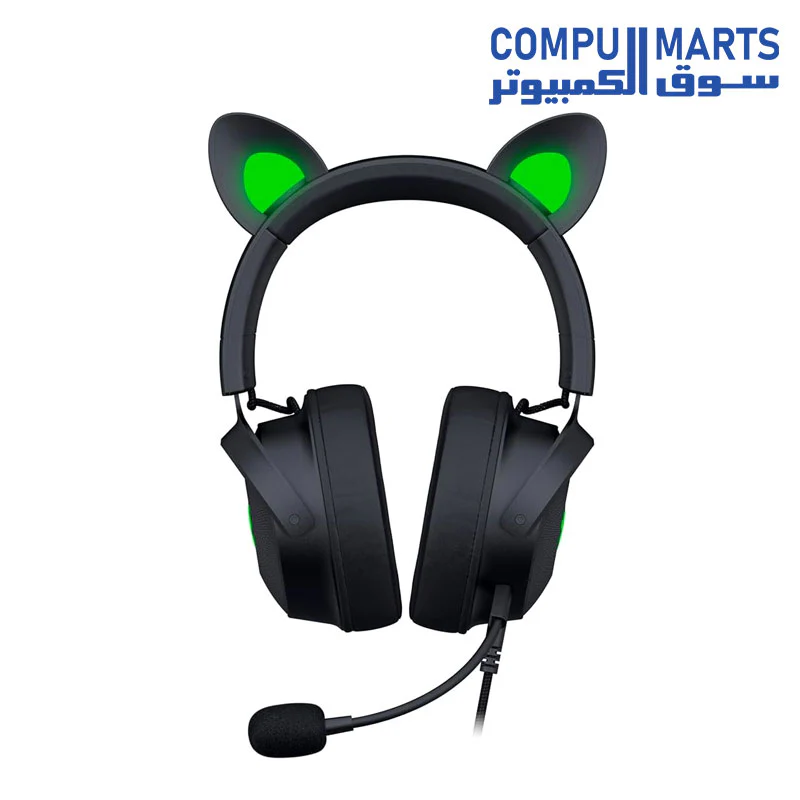 Razer Kraken Kitty V2 Pro Wired RGB Headset: Interchangeable Ears (Kitty, Bear, Bunny) – Stream Reactive Lighting – Detachable HyperClear Cardioid Mic – 50mm Drivers – 7.1 Surround Sound – Black - Image 3
