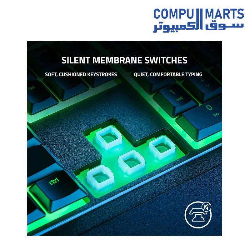 Razer Ornata V3 X Gaming Keyboard: Low-Profile Keys - Silent Membrane Switches - UV-Coated Keycaps - Spill Resistant - Chroma RGB Lighting - Ergonomic Wrist Rest - Classic Black - Image 3