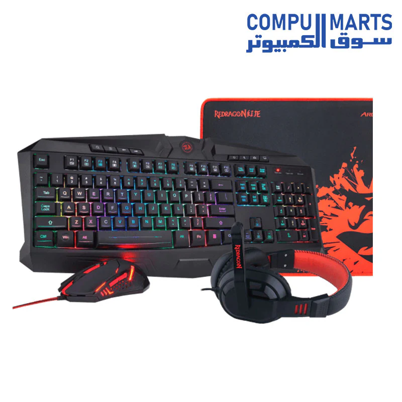 Redragon 4 in 1 Combo S101-BA-2 Keyboard, Mouse, Headset & Mouse Pad - Image 4