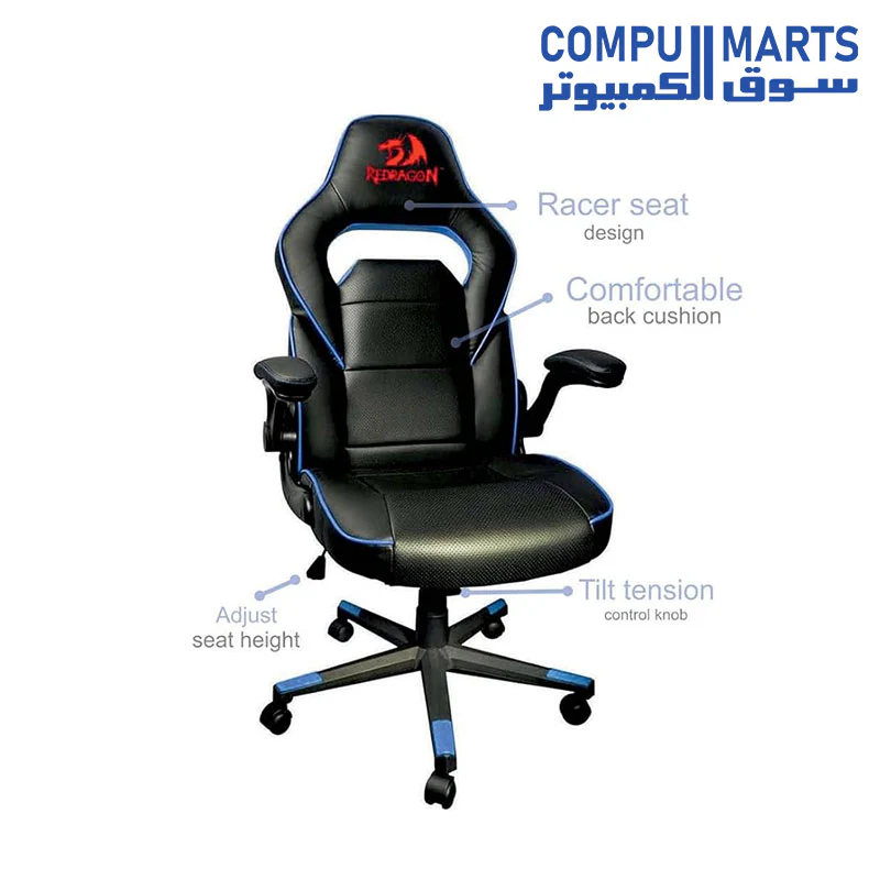 REDRAGON ASSASSIN C501 GAMING CHAIR-Blue - Image 3