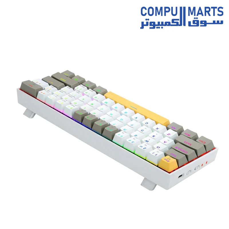 REDRAGON K530 Draconic Pro RGB 60% Gaming Wireless Mechanical Keyboard – Brown Switches (YELLOW, WHITE & GREY) - Image 3