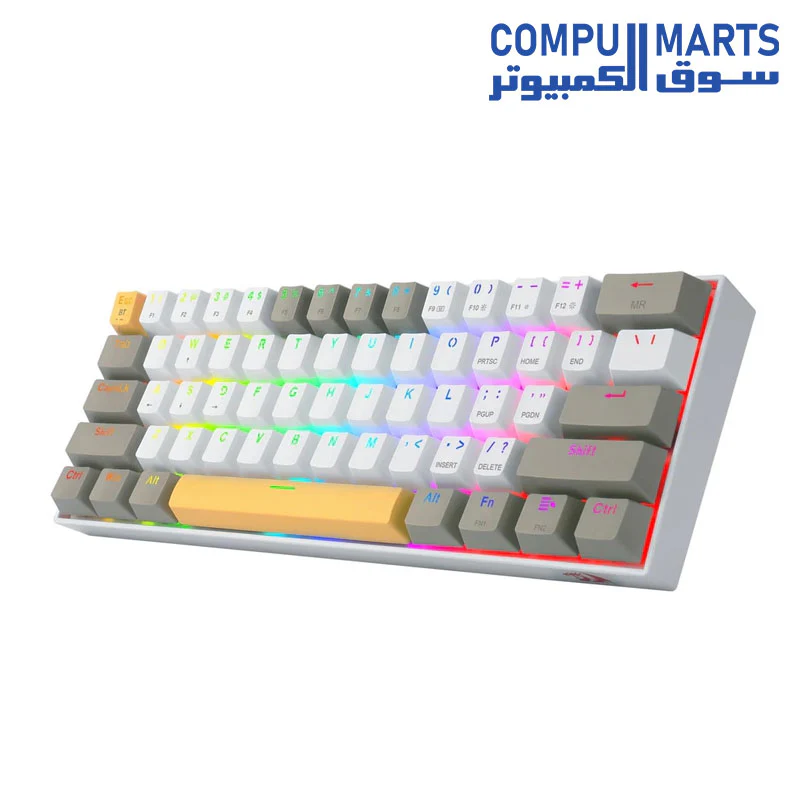 REDRAGON K530 Draconic Pro RGB 60% Gaming Wireless Mechanical Keyboard – Brown Switches (YELLOW, WHITE & GREY) - Image 4