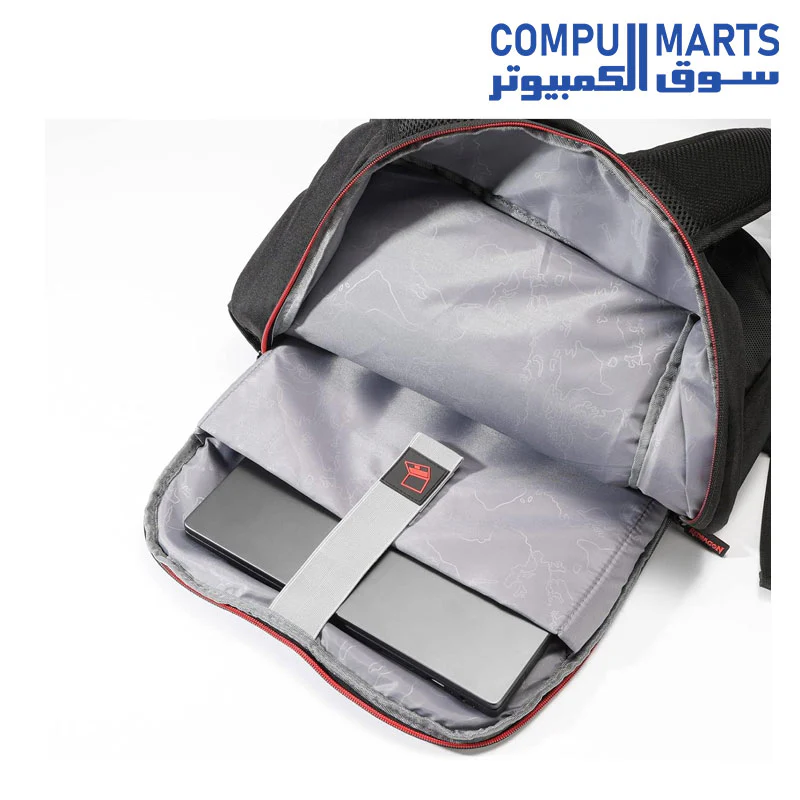 Redragon GB-76 Travel Laptop Backpack, Business Workstation Computer Gaming Backpack w/Durable Double-Layer Fabric Liner, Modern Line Logo Print & Large Front Pocket, Fits Up to 18" Laptop - Image 3