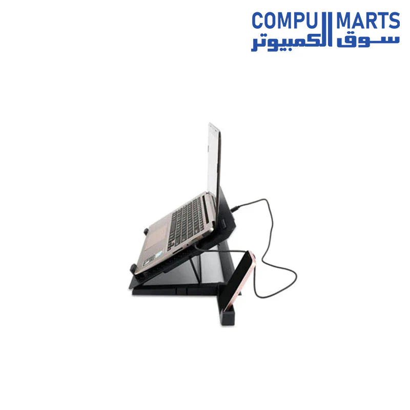 Redragon IVY GCP500 Laptop Cooler - Support 12 to 15.6 Inch - 2 USB Port - Fan Speed Control - Aluminum Panel Faster Cooler - RGB Light Mode - Two Phone Holder - Image 3