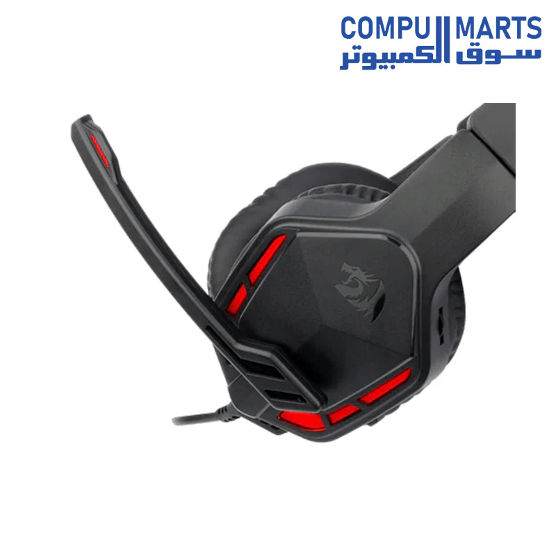 Redragon H220 THEMIS Wired Gaming Headset, Stereo Surround-Sound, Noise Cancelling Over-Ear Headphones with Mic, Volume Control, Red LED Light, Compatible with PC, PS4/3, Xbox One and Nintendo Switch - Image 4