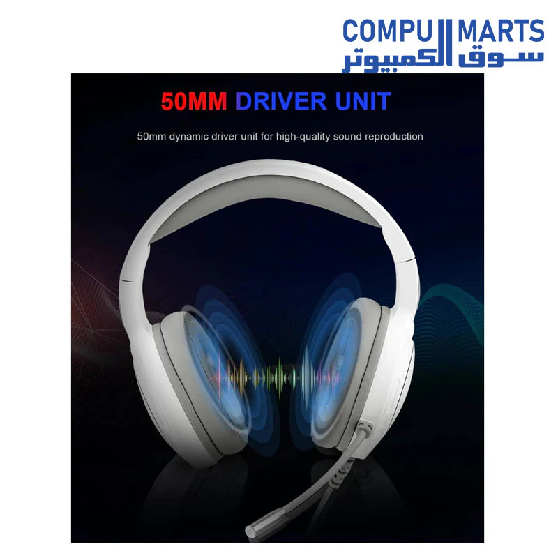 Redragon H260 HYLAS RGB Gaming Headset – Stereo (White) - Image 4