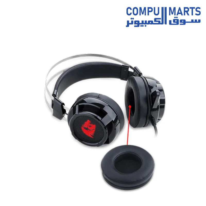 Redragon H301 SIREN2 7.1 Channel Surround Stereo Gaming Headset Over Ear Headphones with Mic Individual Vibration Noise Canceling LED Light - Image 2
